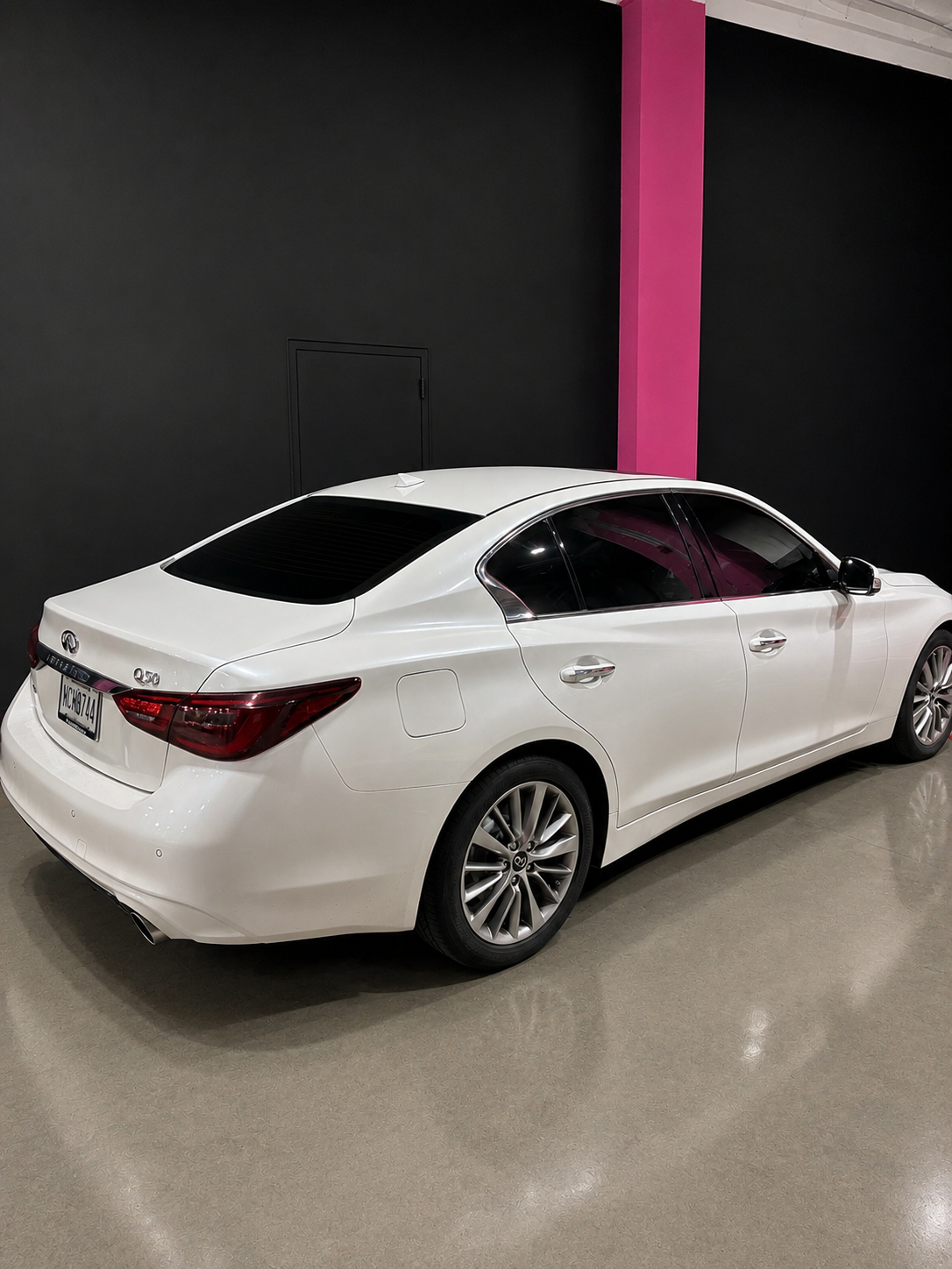 Infiniti Q50 window tint by Pink Label Wraps